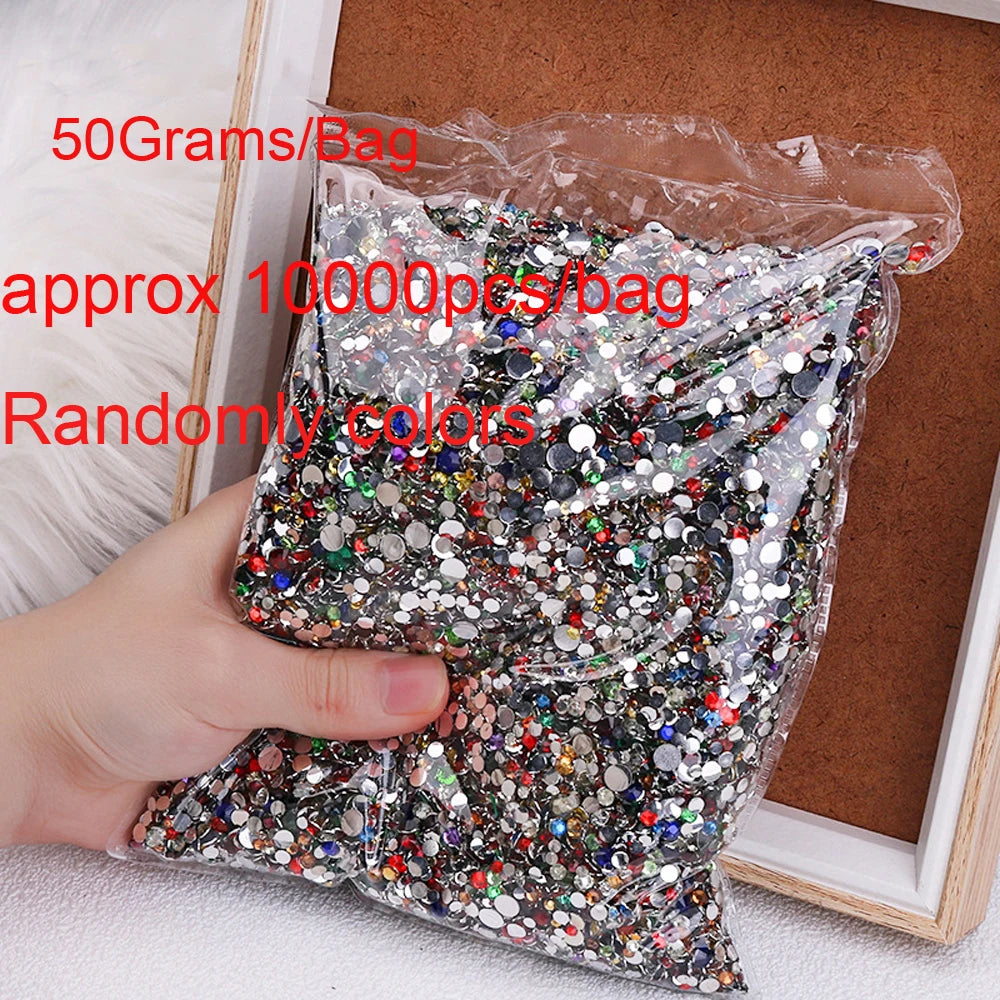 50g/Bag 3D Mixed Aurora Resin Bow/Flower Nail Charms Colorful Butterfly/Ribbon Nail Art Rhinestones DIY Manicure Accessories