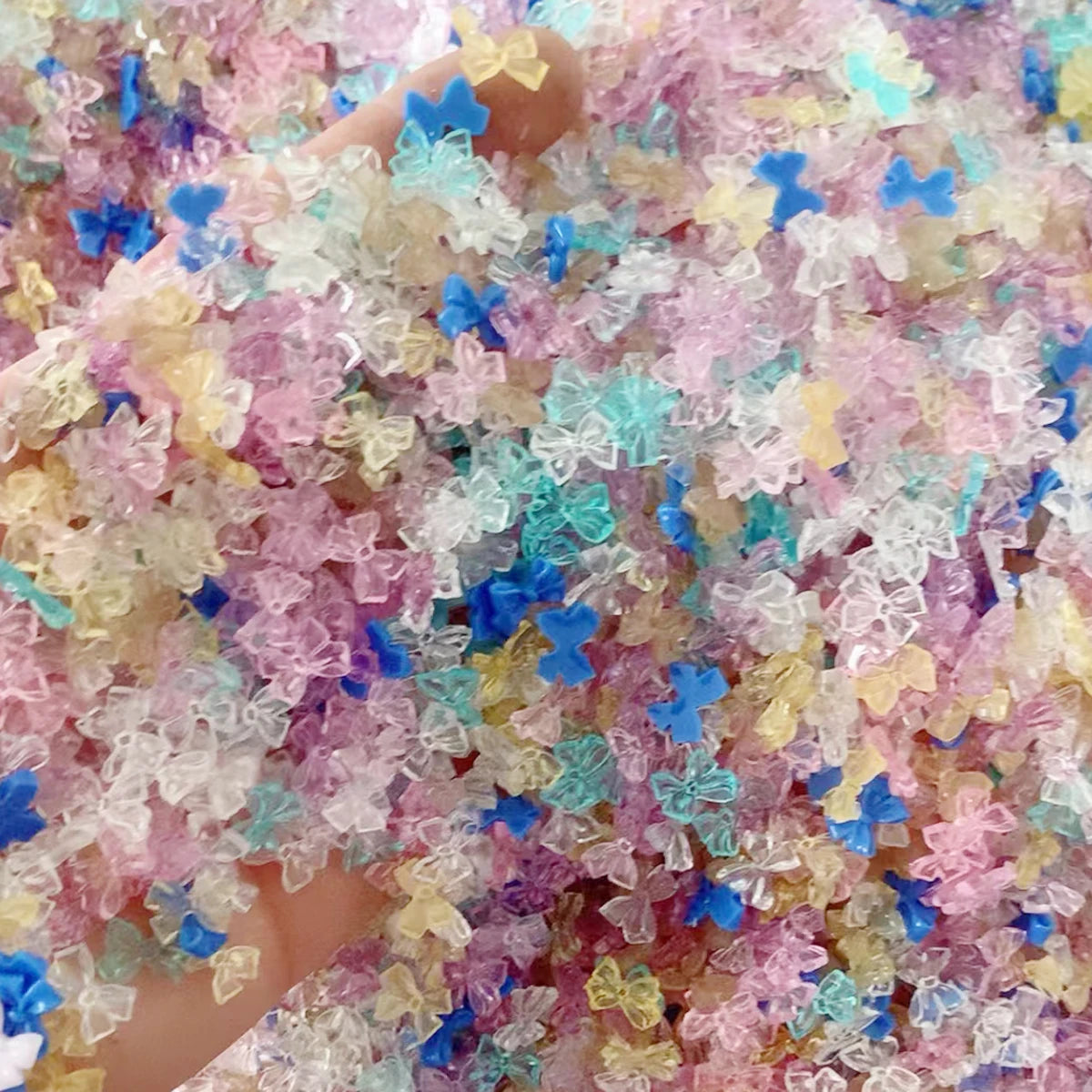 50g/Bag 3D Mixed Aurora Resin Bow/Flower Nail Charms Colorful Butterfly/Ribbon Nail Art Rhinestones DIY Manicure Accessories