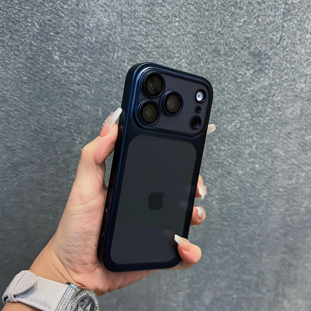Luxury Translucent Shockproof Phone Case For iPhone 17 13 15 16 14 Pro Max 17Pro 16Pro Air Plating Bumper Cases Matte Back Cover
