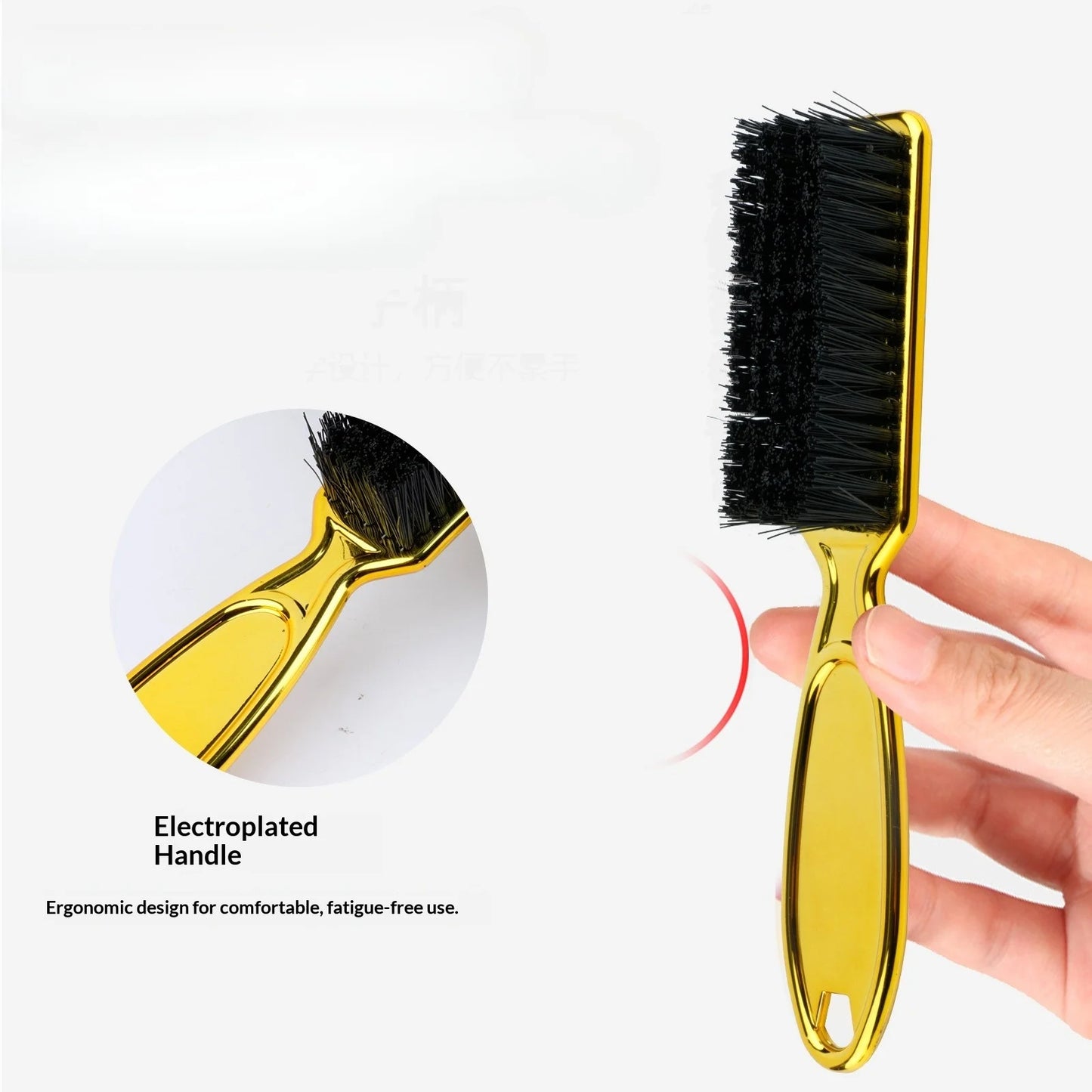 Professional Soft Hair Cleaning Brush Electroplating Barber Handle Retro Neck Duster for Salon Hairdressing Styling Accessories