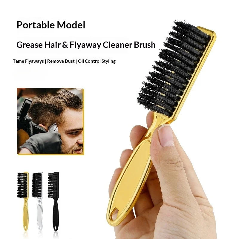 Professional Soft Hair Cleaning Brush Electroplating Barber Handle Retro Neck Duster for Salon Hairdressing Styling Accessories