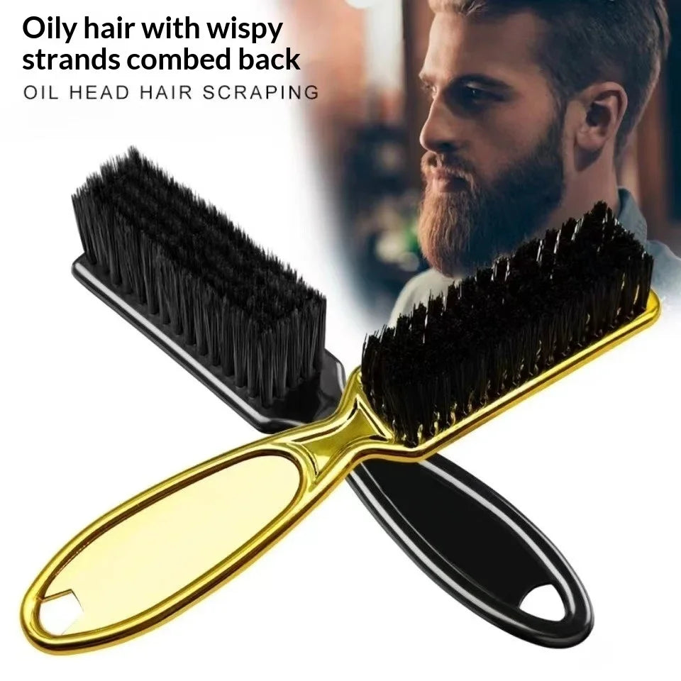 Professional Soft Hair Cleaning Brush Electroplating Barber Handle Retro Neck Duster for Salon Hairdressing Styling Accessories