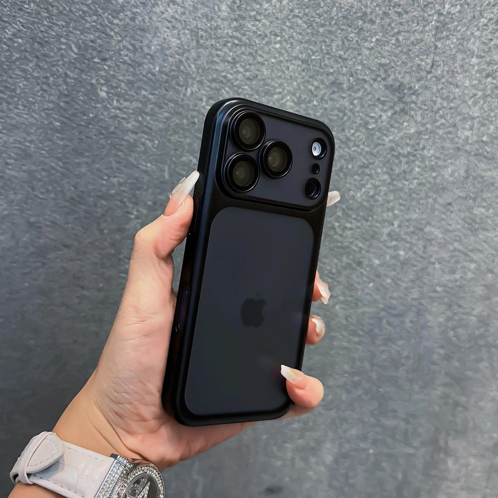 Luxury Translucent Shockproof Phone Case For iPhone 17 13 15 16 14 Pro Max 17Pro 16Pro Air Plating Bumper Cases Matte Back Cover