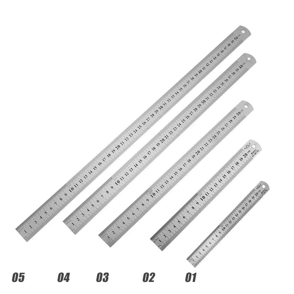 Stainless Steel Metal Straight Ruler Precision Double Sided Precision Measuring Tools Scale Metric Ruler Accessories Hand Tools