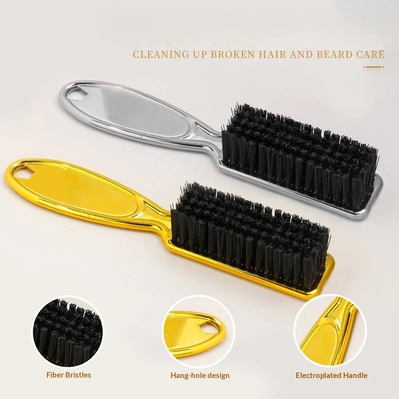 Professional Soft Hair Cleaning Brush Electroplating Barber Handle Retro Neck Duster for Salon Hairdressing Styling Accessories
