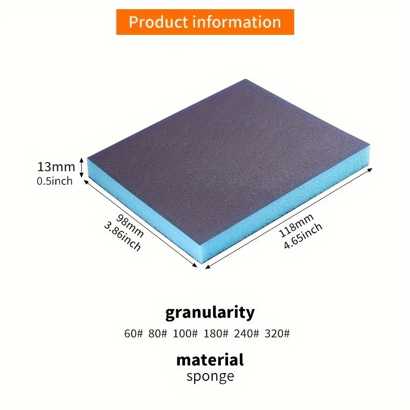 6PCS Sanding Sponge 60-320 Grit Washable and Reusable Wet Dry Sanding Blocks for Metal Wood Polishing Abrasive Tool 120*96*50mm