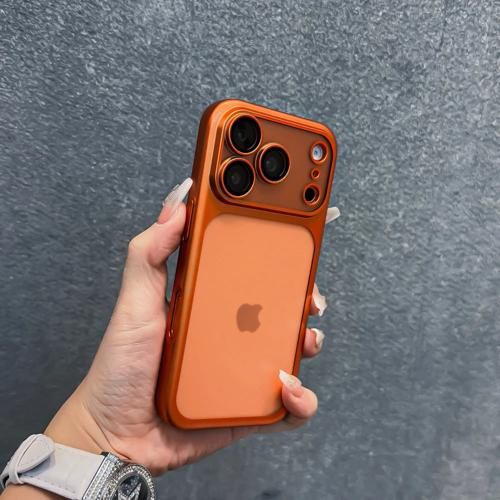 Luxury Translucent Shockproof Phone Case For iPhone 17 13 15 16 14 Pro Max 17Pro 16Pro Air Plating Bumper Cases Matte Back Cover